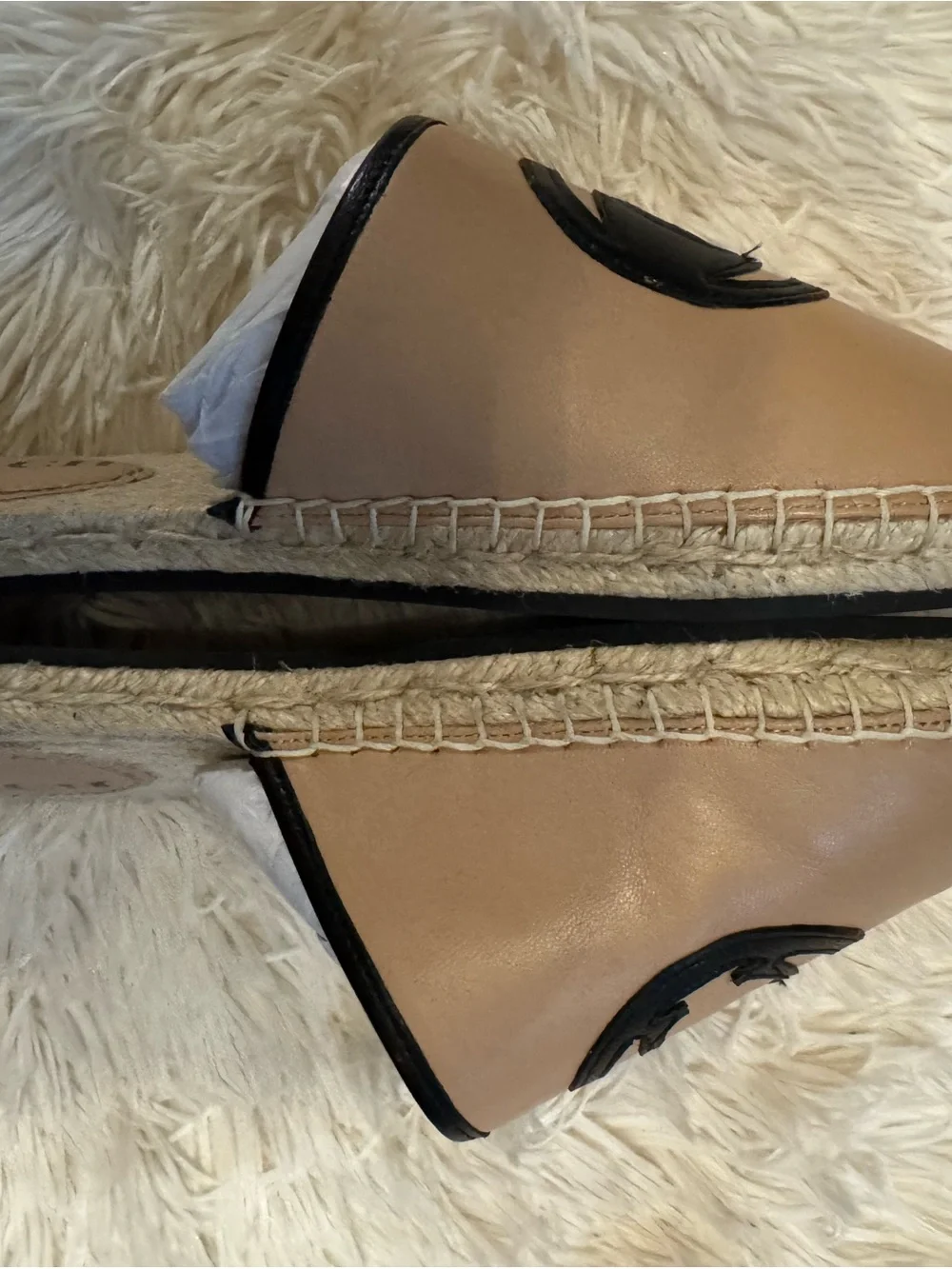 Coach Women’s Beige Espadrille Slide with Black Logo